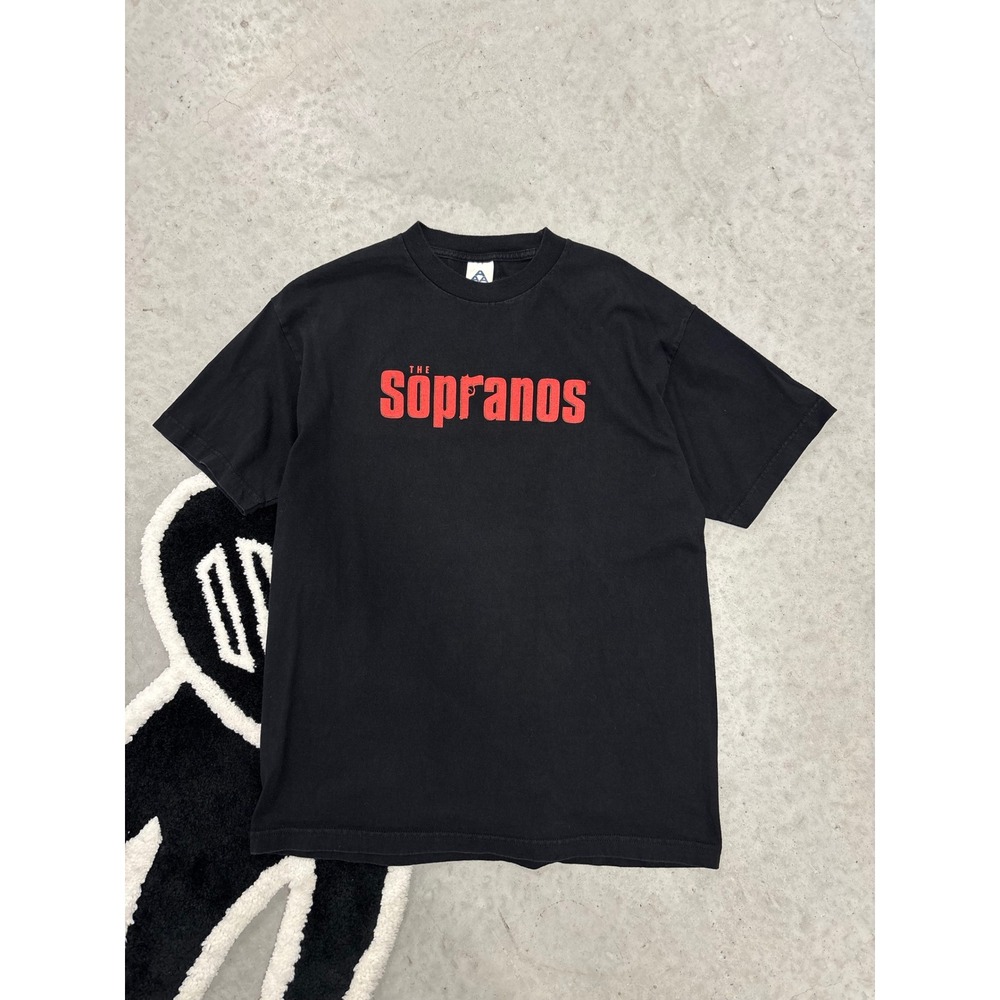 Vintage The Sopranos HBO Logo T-Shirt Black Mens Large Red Graphic